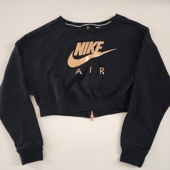 Nike Air Rally Cropped Sweatshirt Rose Gold Logo Back Zipper Size Xs - Picture 2 of 4